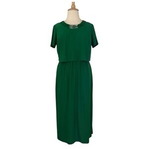 Vintage Maxi Dress‎ Women’s XL Petite Jersey Short Sleeve Tired Crew Neck Chic